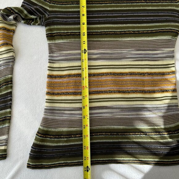 Missoni Striped Mock Neck Long Sleeve Knit Sweater Size 40 Greens Browns Vtg Y2K - Picture 13 of 13